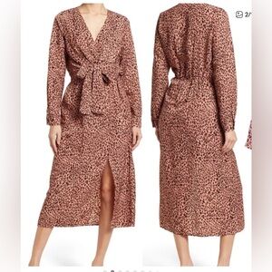 FRNCH Brown Black Buttoned Long Sleeve Sundress